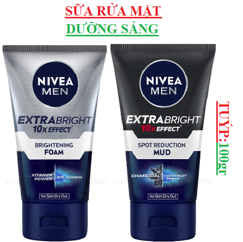 Sữa rửa mặt nam dưỡng sáng Nivea extra bright tuýp 100gr