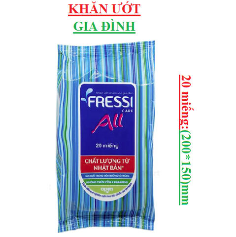 Khăn ướt chăm sóc gia đình fressi care all bịch 20 miếng
