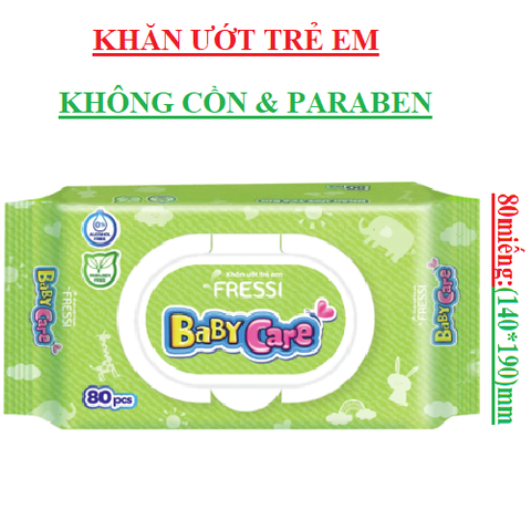 Khăn ướt em bé fressi baby care  bịch 80 tờ