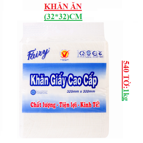 Khăn giấy cao cấp fairy bịch 1kg, 540 tờ 320x320mm