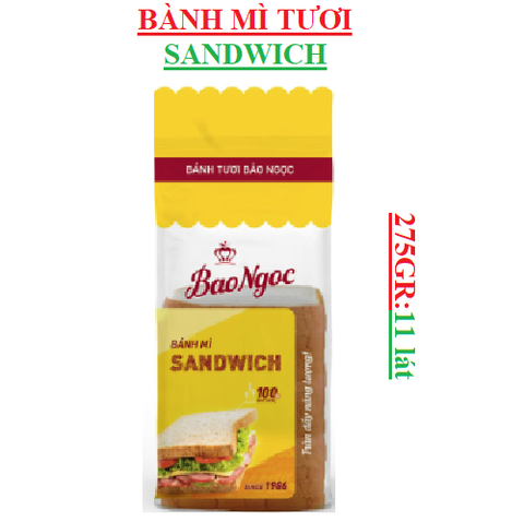 Bánh mì tươi sandwich bảo ngọc gói 275gr