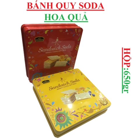 Bánh quy soda hoa quả VOTROA hộp thiếc 650gr