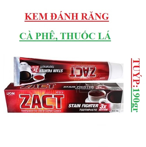 Kem đánh răng tẩy trắng răng Zact Stain Fighter Toothpaste 3X  tuýp 190g