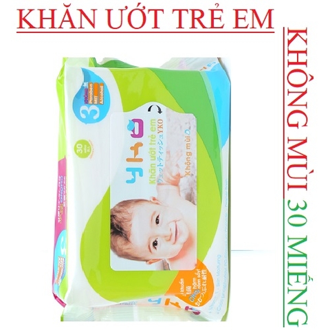 Khăn ướt trẻ em Yko 30 miếng 200x150mm không mùi, trà xanh