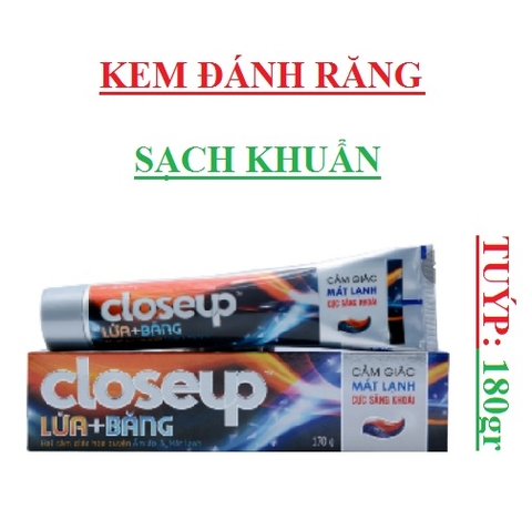 Kem đánh răng closeup lộc đề, lửa băng, bạc hà tuýp 180gr