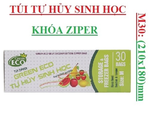 Túi tự hủy sinh học ziper eco sizeL,M XL