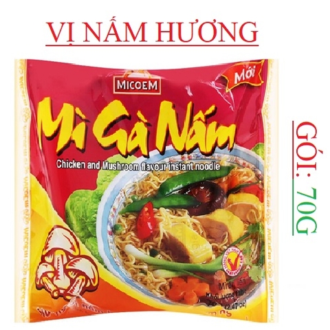 Mì ăn liền gà nấm Micoem gói (68-:-72)gr