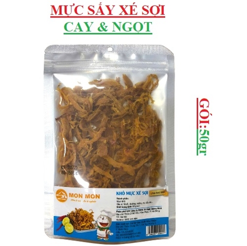 Mực khô xé sợi cay ngọt Mon Mon gói 50gr
