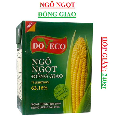 Ngô ngọt nguyên hạt đóng hộp Đồng Giao hộp giấy 230gr