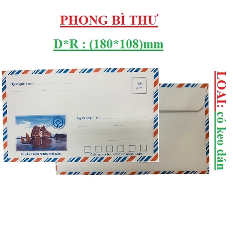 Phong bì, bao thư có keo dán D*R (180*108)mm