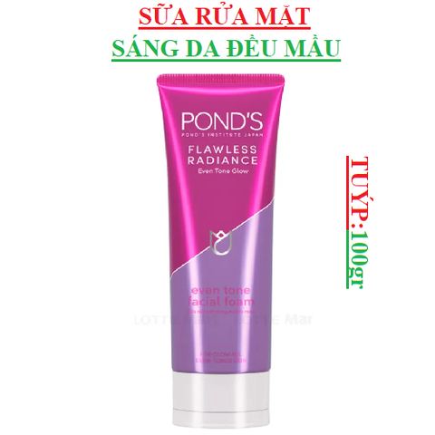 Sữa rửa mặt sáng da đều mầu Ponds Flawless Radiance Even Tone Glow tuýp 100g
