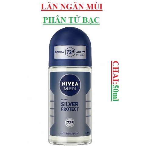 Lăn khử mùi nam phân tử bạc  nivea men silver protect chai 50ml