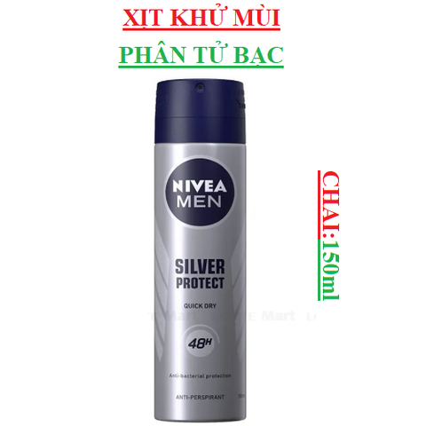 Xịt khử mùi nam phân tử bạc Nivea men silver protect chai 150ml