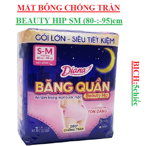 Băng quần mặt bông đêm chống tràn Diana beauty hip t 5 chiếc size S-M hông (80-:-95)cm