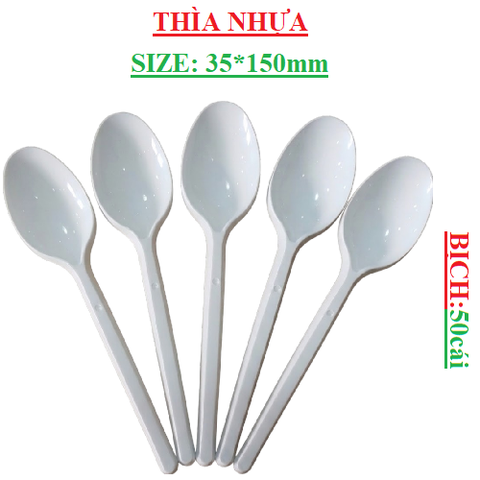 Thìa nhựa dùng 1 lần kích thước 35*150cm túi 50 cái