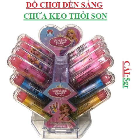 Đồ chơi đèn nháy chứa kẹo hình thỏi son Yummy delight cái 5gr