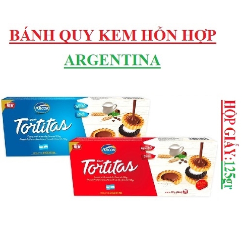 Bánh quy kem hỗn hợp Arcor tortitas hộp giấy