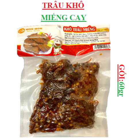 Thịt trâu khô cay cả miếng Mon Mon gói 60gr