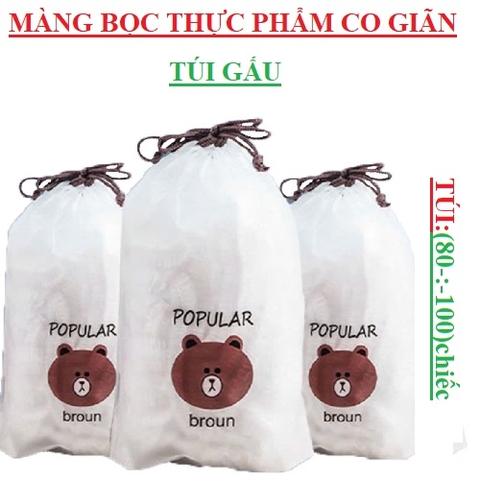 Màng bọc thực phẩm co giãn có chun kèm túi gấu, bịch (80-:-100)chiếc