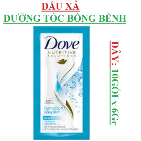 Dầu gội dove, Dầu xả dove dây 6gx10gói; Phục hồi hư tổn, Dưỡng tóc bồng bềnh, Ngăn rụng tóc