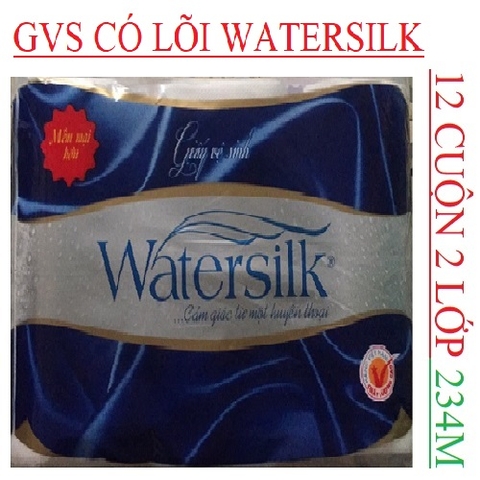Giấy vệ sinh có lõi Watersilk 12 cuộn 2 lớp xanh