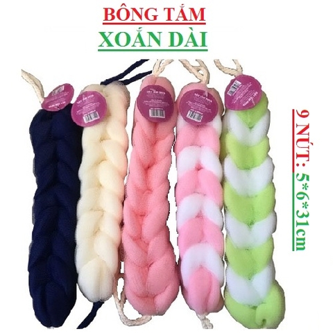 Bông tắm xoắn dài 9 nút 5*6*31cm Emya