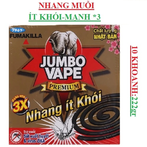 Nhang muỗi ít khói mạnh gấp 3 lần jumbo vape hộp 10 khoanh S2
