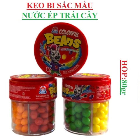 Kẹo bi nước ép hoa quả sắc mầu colorfull Yummy delight hộp 80gr