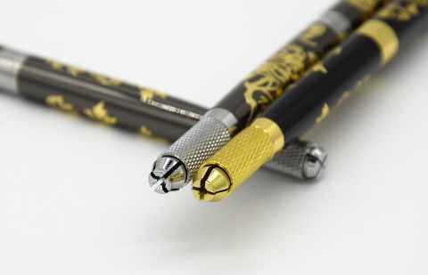 Cán Dao Khắc Lông Mày Rồng Vàng 2 Đầu Kim và Dao Cao Cấp