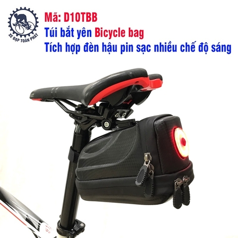 Túi bắt yên, đèn hậu pin sạc Bicycle bag
