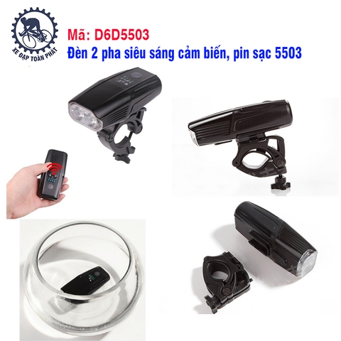 Đèn 2 pha siêu sáng cảm biến, pin sạc 5503