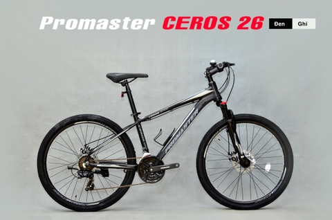 Xe đạp địa hình PROMASTER CEROS 26: Khung Nhôm 6061, Group SHIMANO 3x8 tốc độ, Lốp 26x2.125