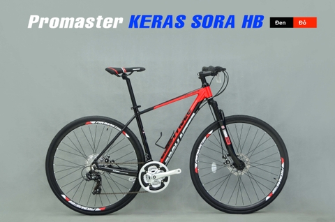 Xe đạp touring PROMASTER KERAS SORA HB: Khung NHÔM, Phuộc giảm xóc, Group SHIMANO 3x8 tốc độ, Lốp 700x28c