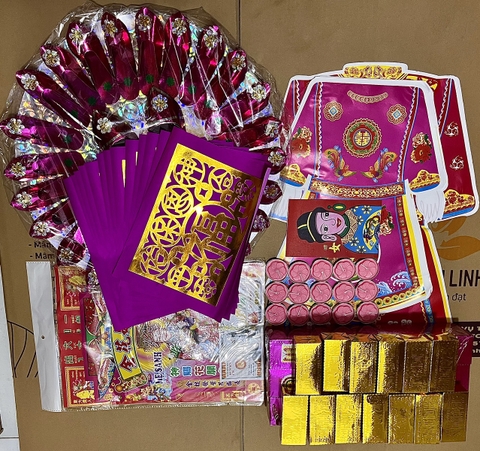 Bộ Giấy Cúng Đầy Tháng Thôi Nôi Cúng Căn Đầy Đủ Hài Sảo Tròn Tone Hồng