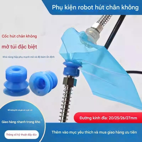 Núm hút chân không mở miệng túi bóng 20-2, Cốc hút cao su cho robot gắp bao bì nilon