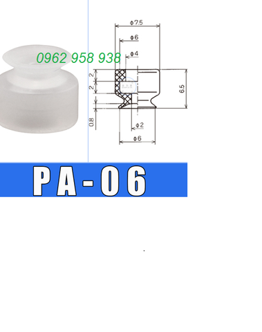 Núm hút cao su một ngăn 6mm, PA_06