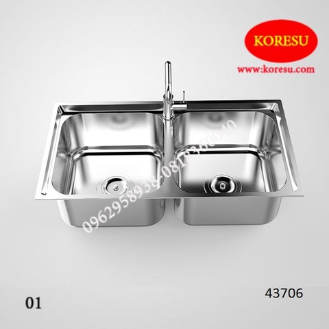 Chậu rửa bát Inox cao cấp 2 hố cân  không bàn- Sơn hà