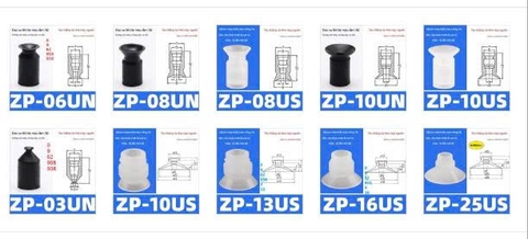 Núm Hút Chân Không ZP dạng 1 ngăn nhún- Giải Pháp Tối Ưu Cho Robot Công Nghiệp