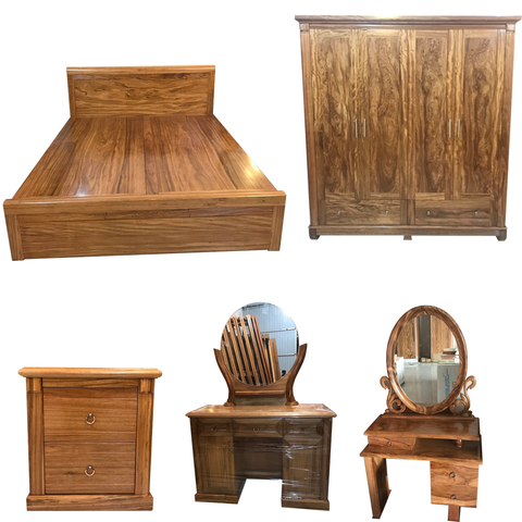 Giường Ngủ Gỗ Hương Vân Xám