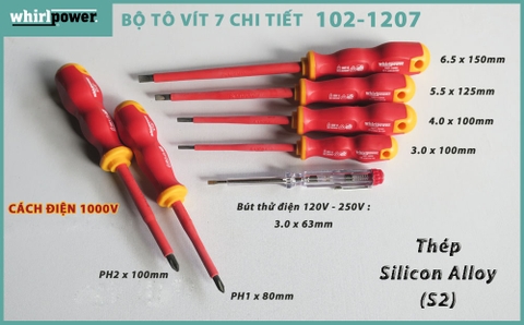 Bộ tô vít 7 chi tiết (cách điện 1000V)