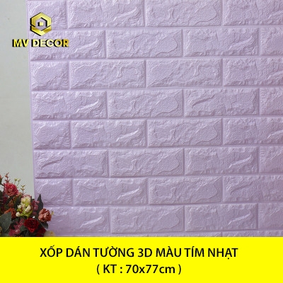 Xốp dán tường 3D giả gạch màu tím nhạt - MV Decor Tấm ốp tường 3D ...