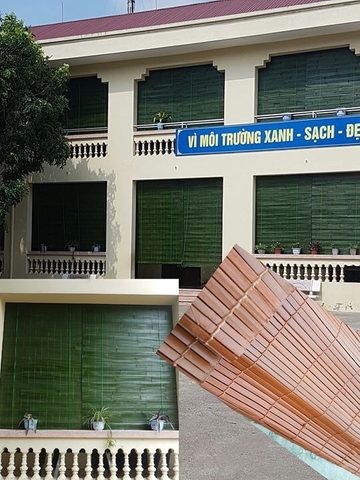 Mành tre che nắng trường học