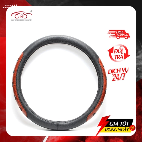 Bọc Vô Lăng CIND LP-882 Size M Màu Đen Gỗ - Nhập Khẩu Chính Hãng