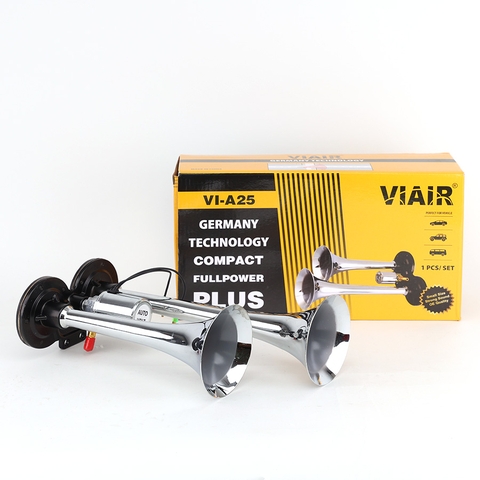 Kèn Sinh Hơi 2 Loa Xi 30*36CM 12V/24V Có Rờ Le VIAIR VI-A25, Còi Hơi Xe Tải, Ô Tô