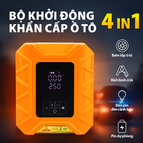 Bộ Khởi Động Khẩn Cấp Ô Tô 4in1 Đa Năng (Kích Bình, Bơm Lốp, Đèn LED, Sạc Dự Phòng) Màn Hình LCD Thông Minh X7 - Nhập Khẩu Chính Hãng