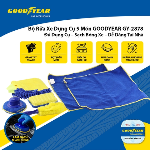 Bộ Rửa Xe Chuyên Nghiệp Dụng Cụ 5 Món Đa Năng Chăm Sóc Vệ Sinh Ô tô Xe Máy Tại Nhà GOODYEAR GY-2878