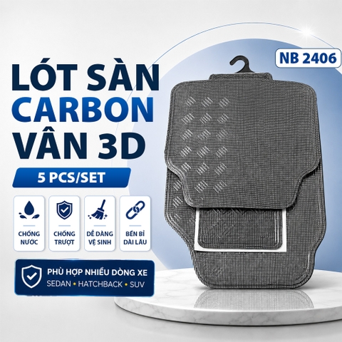 Bộ Thảm Lót Sàn Ô Tô CIND NB2406 Vân Carbon 4 Chỗ