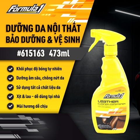 Xịt Vệ Sinh Và Dưỡng Da Xe FORMULA 1 615163 473ml Ghế Da Mềm Mịn Tự Nhiên Không Bám Bụi - Nhập Khẩu Chính Hãng