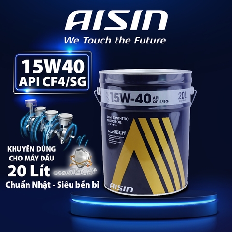 Dầu Nhớt Bán Tổng Hợp AISIN Econtech+ CF4/SG 15W40 20 Lít ECSF154PL - Nhập Khẩu Chính Hãng