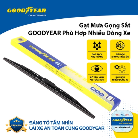 Gạt Mưa Gọng Sắt GOODYEAR Phù Hợp Nhiều Dòng Xe Thông Dụng - Nhập Khẩu Chính Hãng